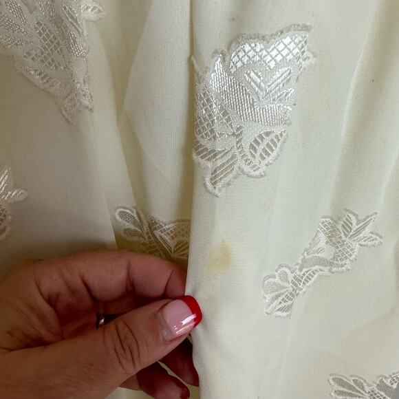 Vintage Cachet By Bari Protas Cream Sheer Floral Embroidered Midi Dress XS - Picture 7 of 16